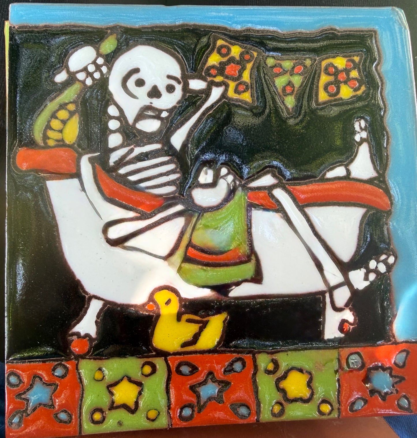 Skeleton Bathing tile 6x6 inch. Dia de Muertos/ Halloween (Copy)