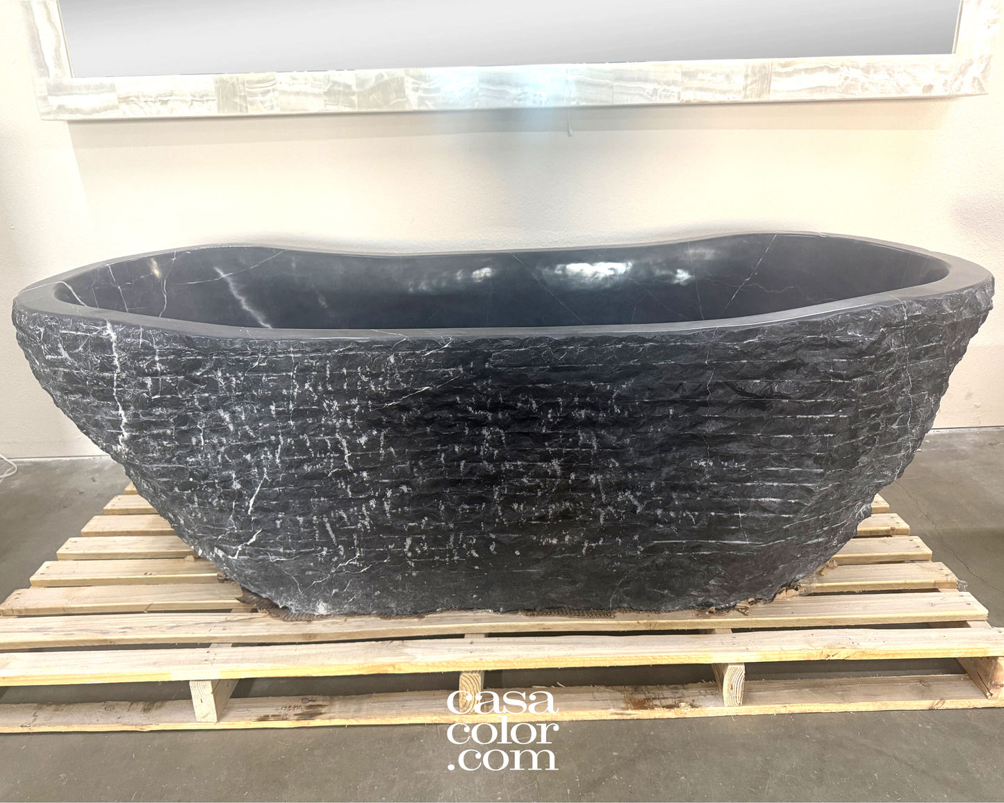 71β One Piece Hand-Carved 100% Natural Stone Tub. 1,800 Lb. Stone Tub. Indoor/Outdoor