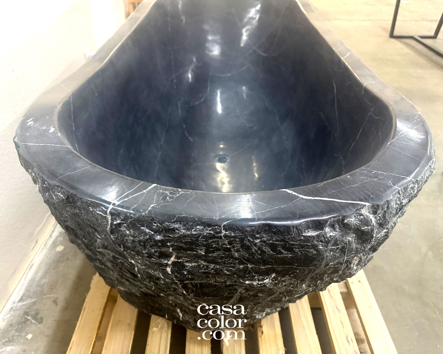 71β One Piece Hand-Carved 100% Natural Stone Tub. 1,800 Lb. Stone Tub. Indoor/Outdoor