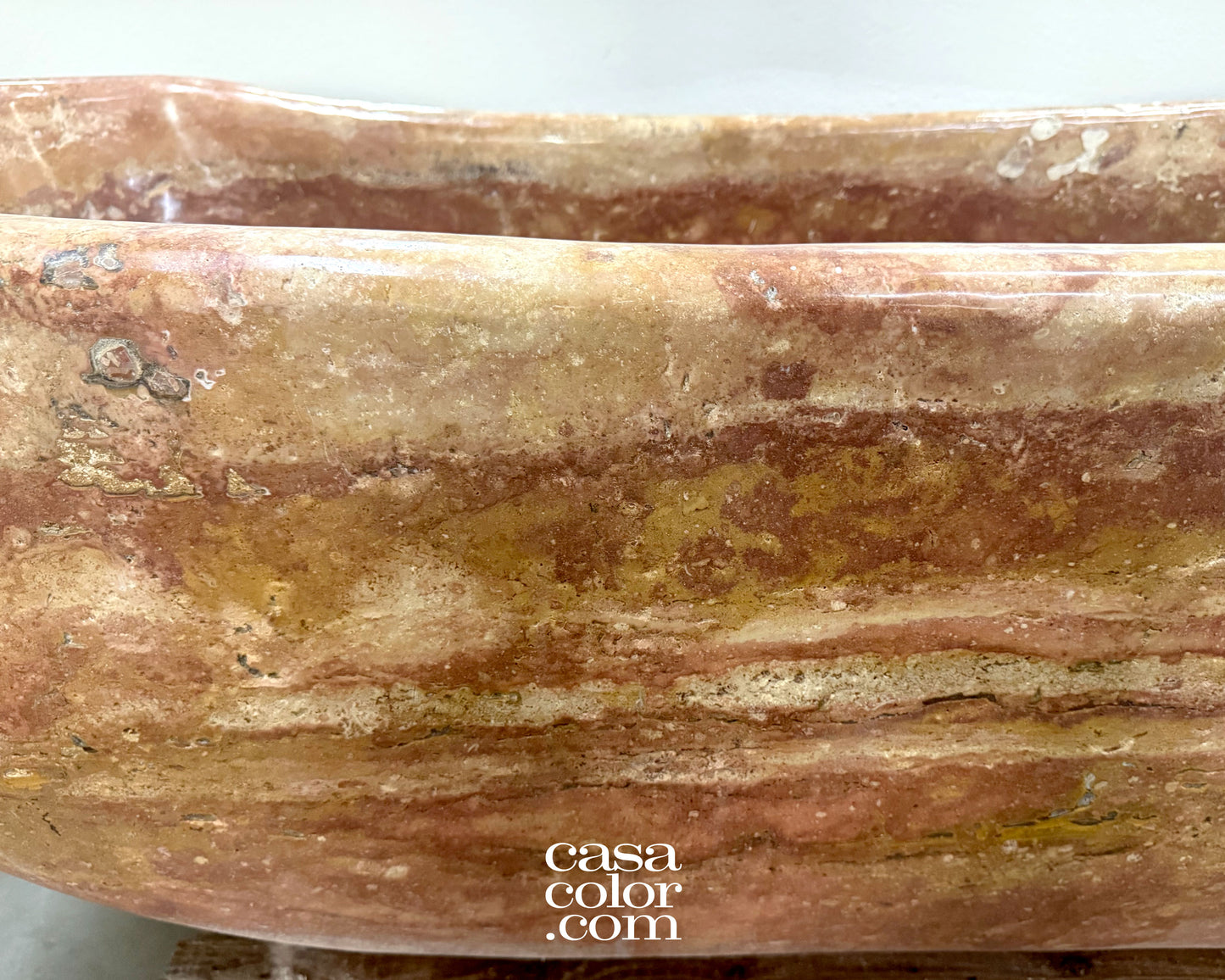Reddish/Brown One Piece Hand-Carved 100% Natural Stone Tub. Indoor/Outdoor Tub