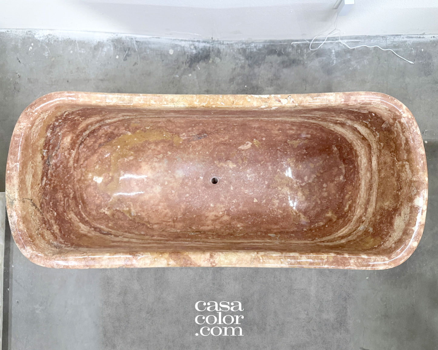 Reddish/Brown One Piece Hand-Carved 100% Natural Stone Tub. Indoor/Outdoor Tub