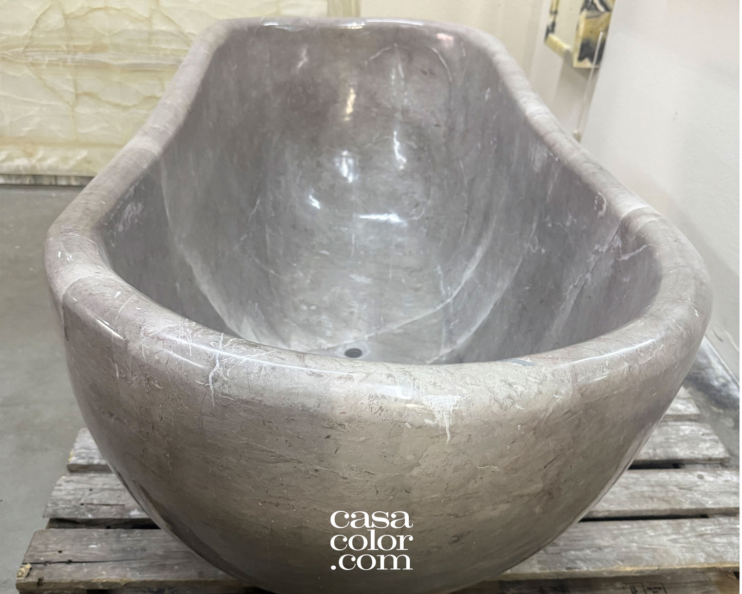 One Piece Hand-Carved 100% Natural Stone Tub. 1,000 Lb. Stone Tub. Indoor/Outdoor Tub