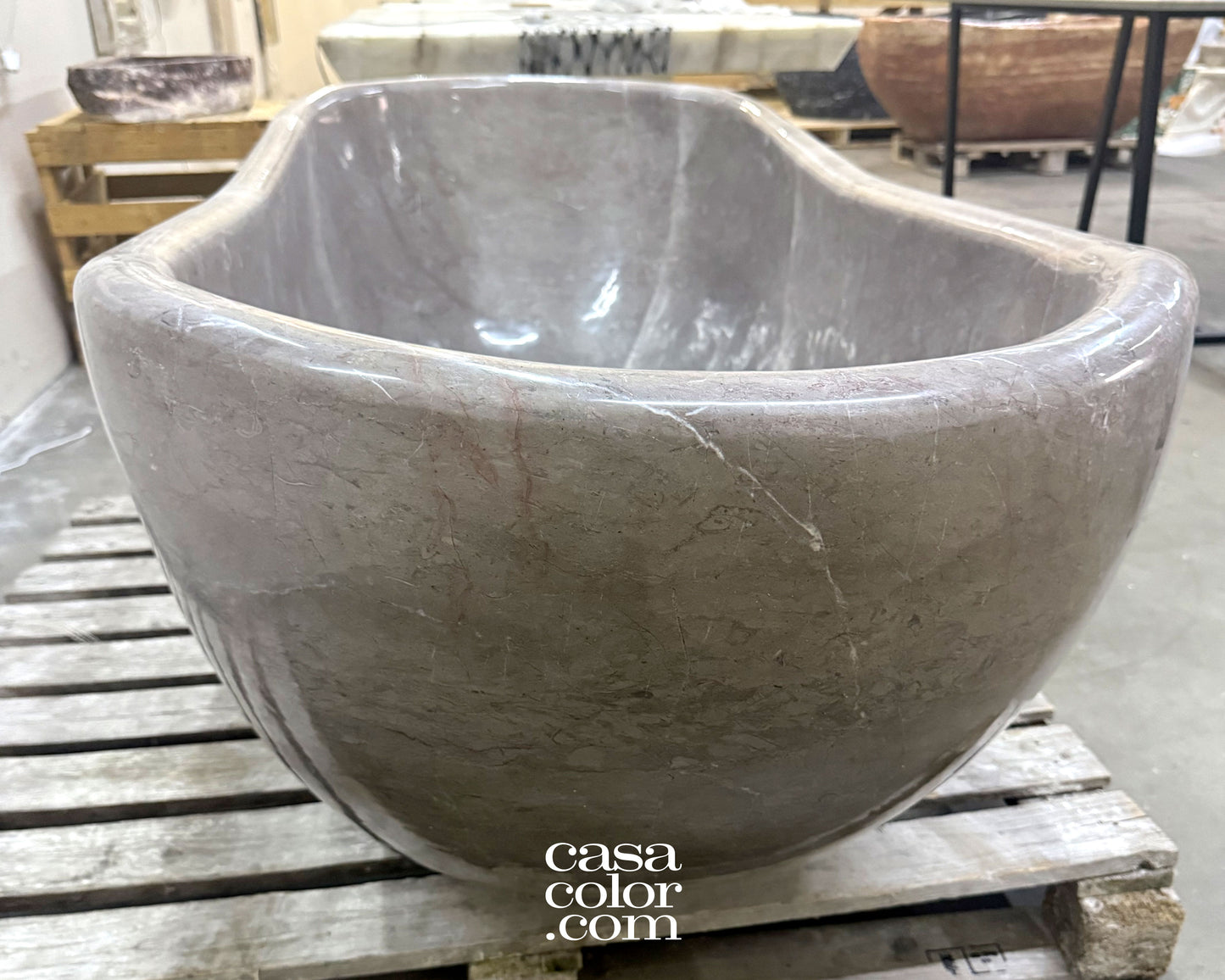 One Piece Hand-Carved 100% Natural Stone Tub. 1,000 Lb. Stone Tub. Indoor/Outdoor Tub