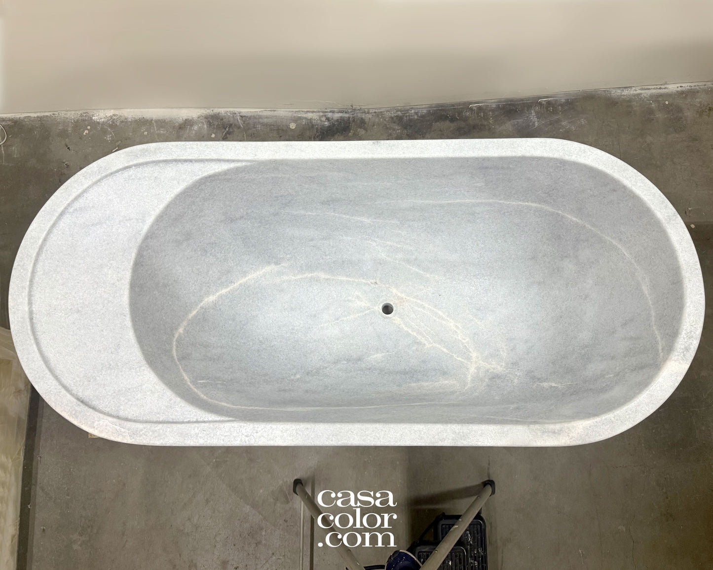 White/Gray 71β One Piece Hand-Carved 100% Natural Stone Tub. 1,800 Lb. Indoor/Outdoor