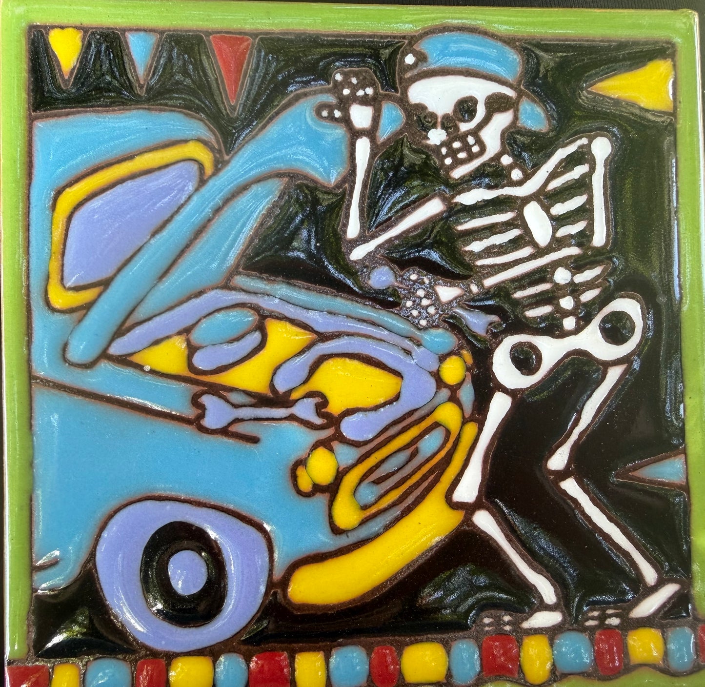 Mechanic tile 6x6 inch. Dia de Muertos/ Halloween