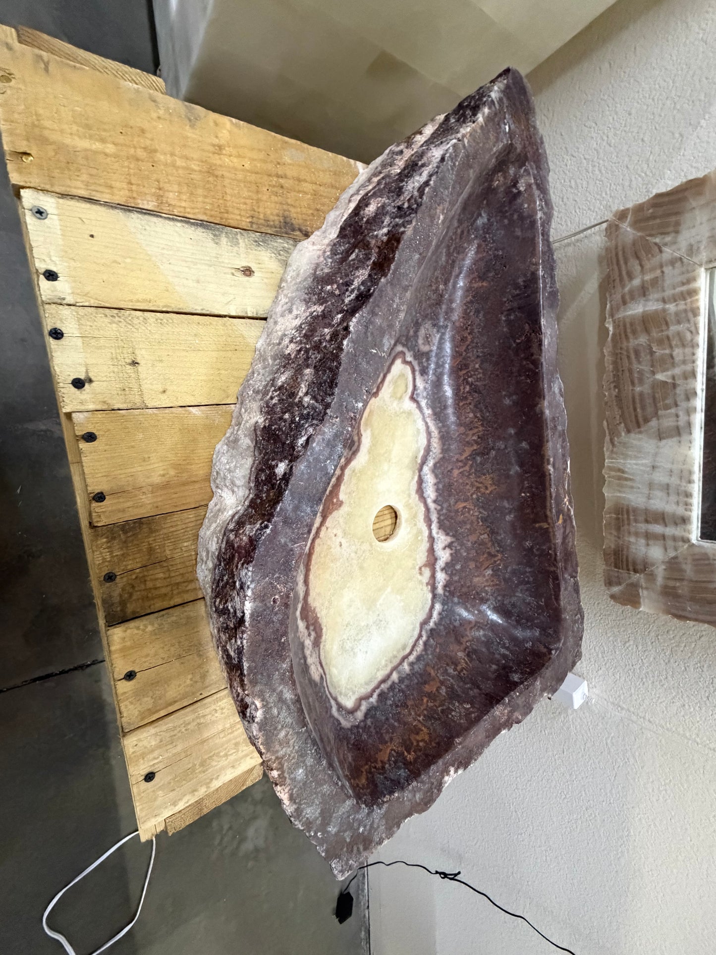 Hand-Crafted White/Purple Stone Onyx Sink