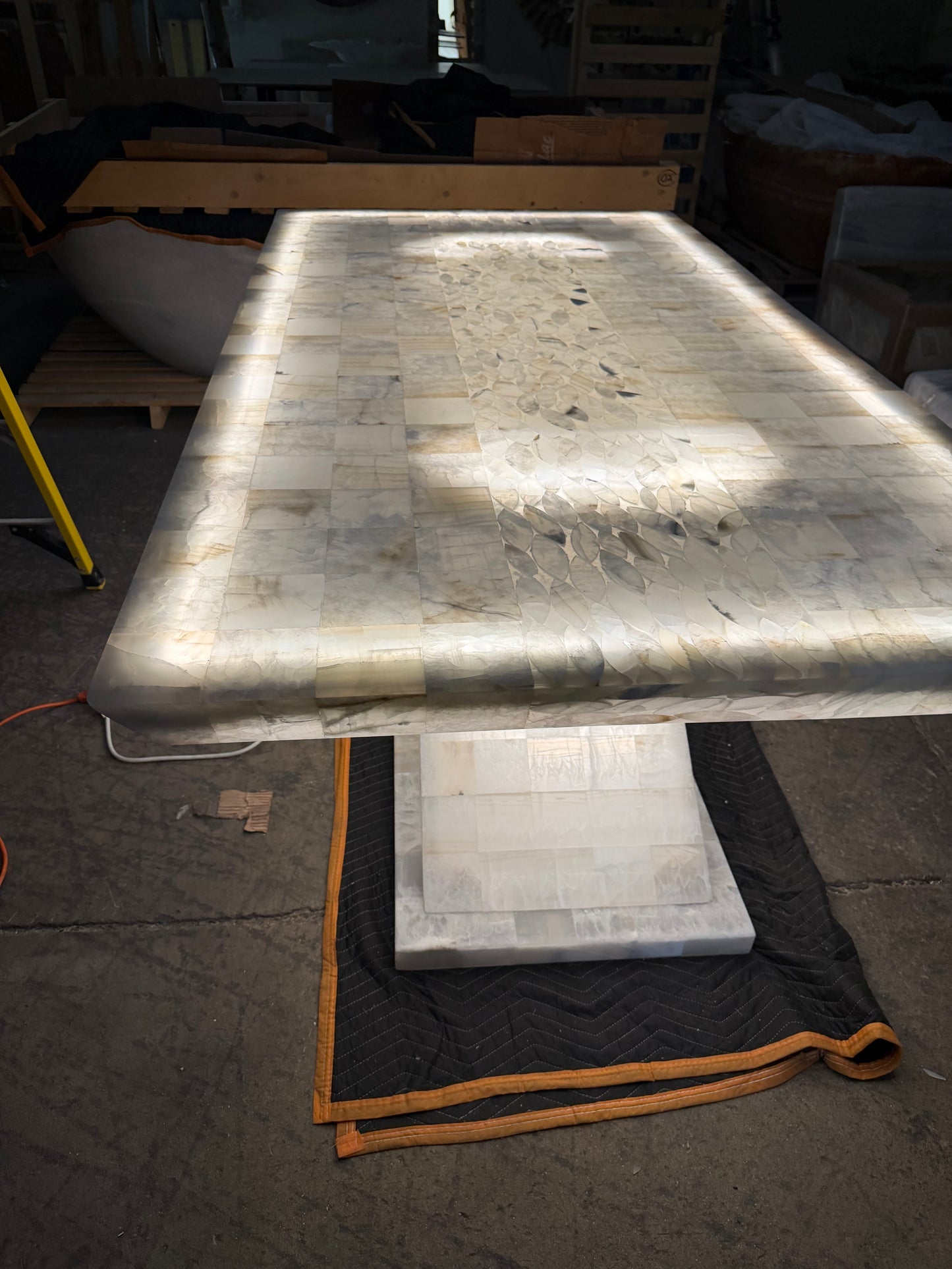 White Backlit Onyx Dining Table For 10 People
