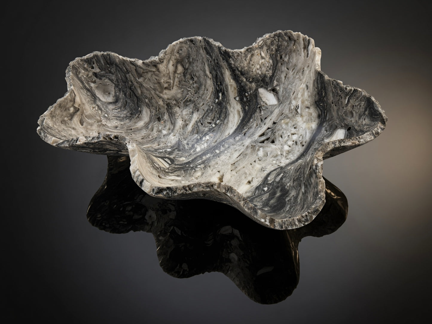 Black/White Onyx Bowl. Center Table Piece.