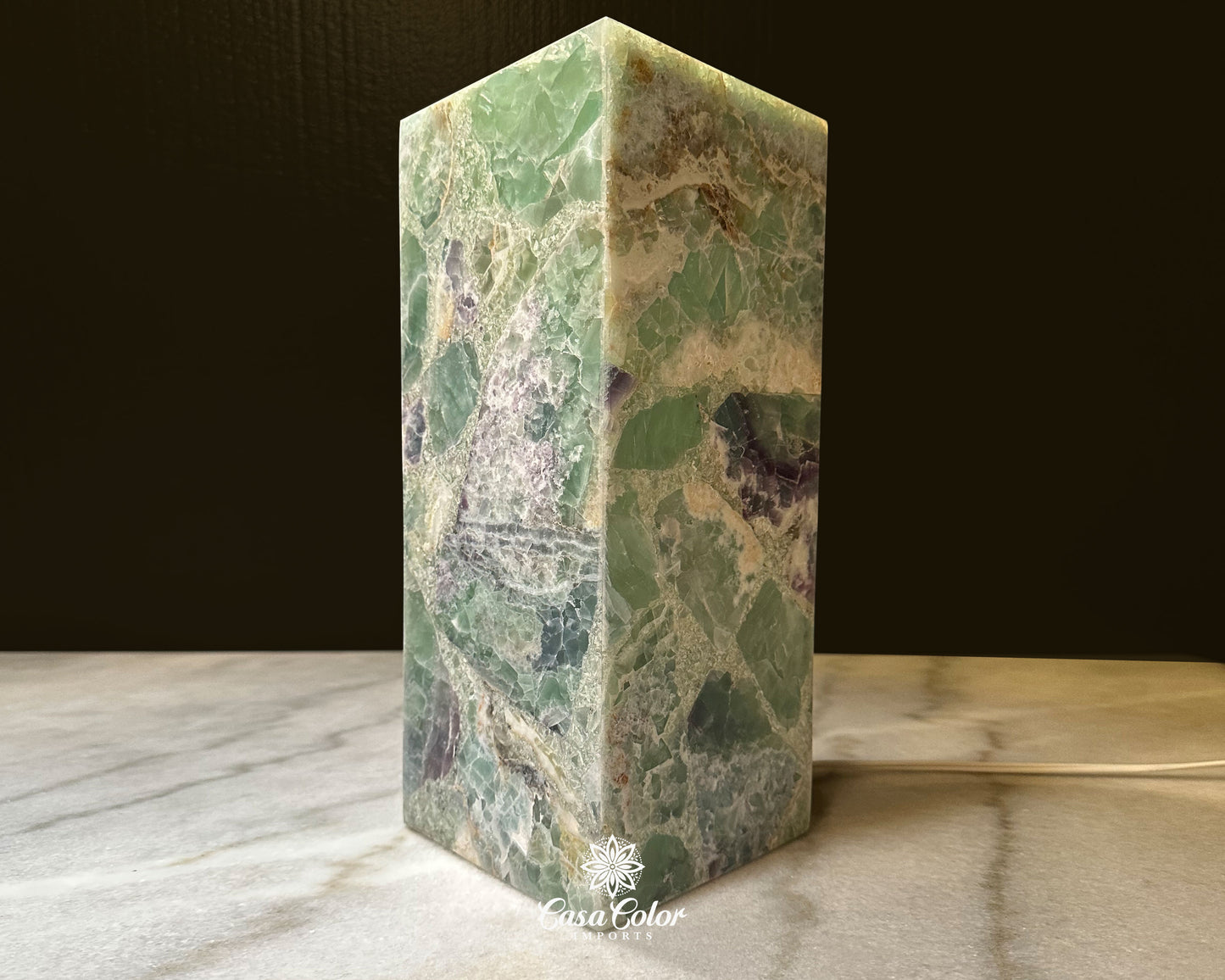 Stunning Galaxy Green and Purple Fluorite Crystal Lamp. Meditation Lamp. Lamp Therapy. Lamp Decor. Luxury home decor.