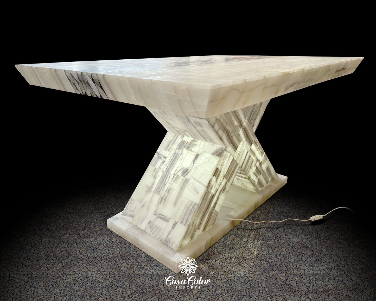 White Onyx dinner table for 8 people.