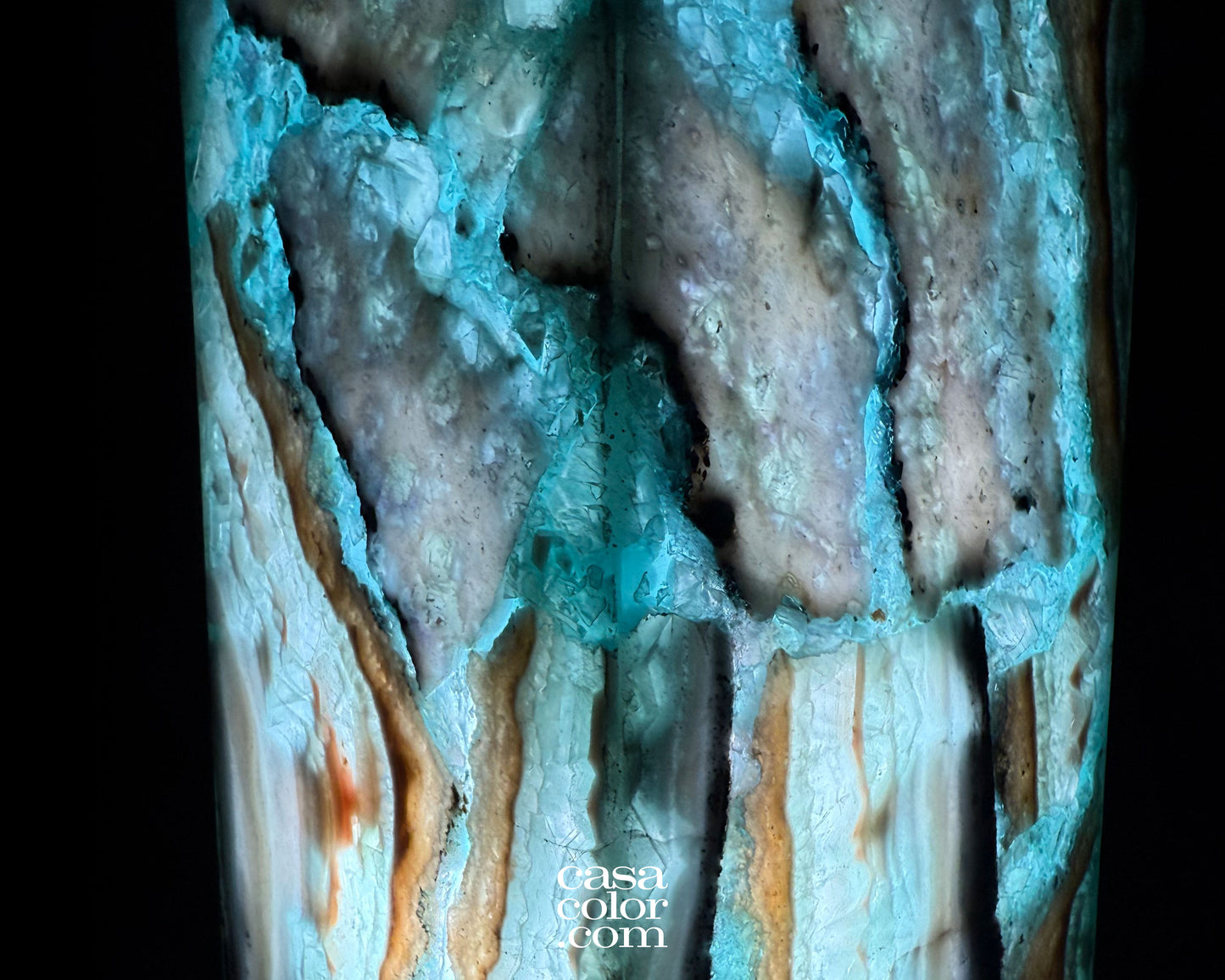 16.5" Fluorite Crystal Lamp with Beautiful Blues and Black Marble Base