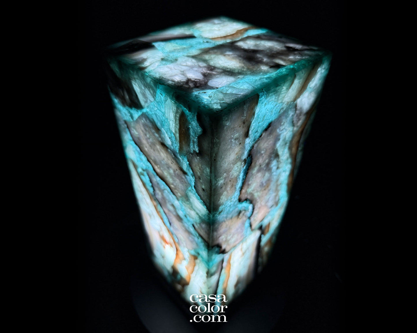 16.5" Fluorite Crystal Lamp with Beautiful Blues and Black Marble Base