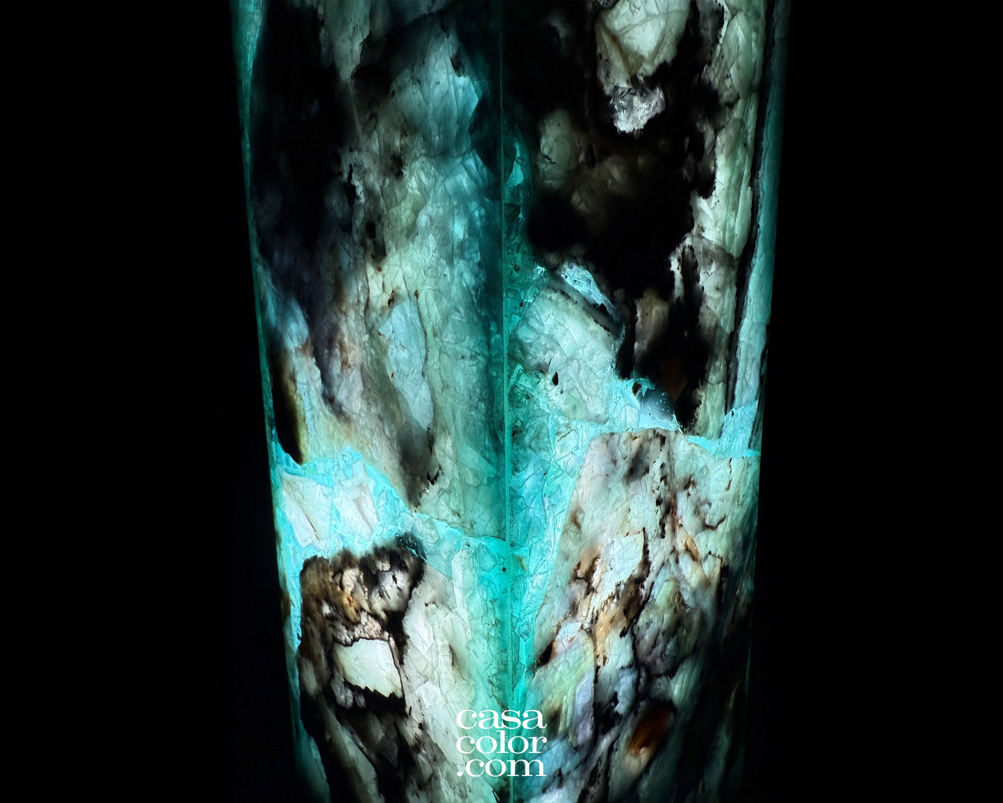 16.5" Fluorite Crystal Lamp with Beautiful Caramel Veins and Black Marble Base