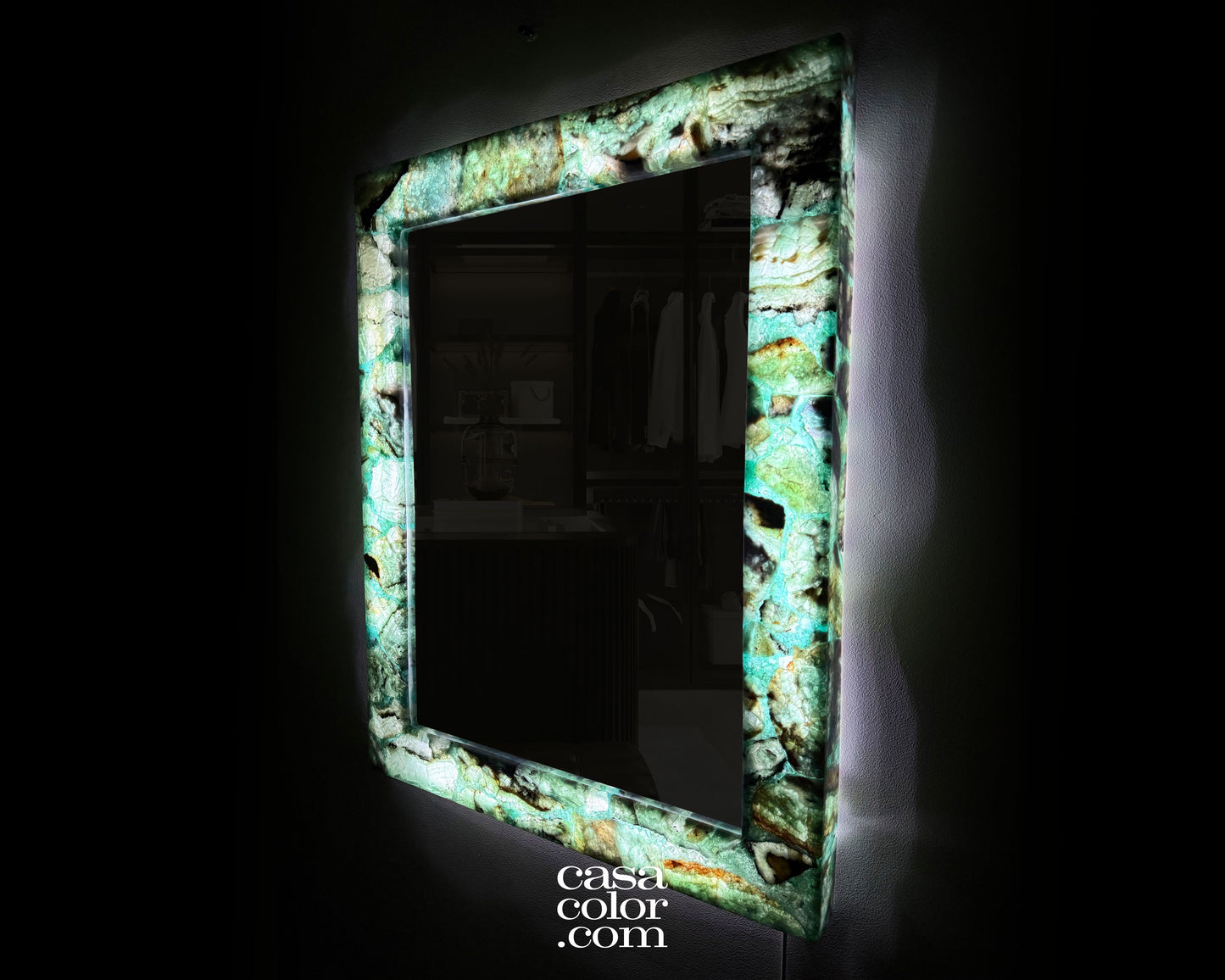 Stunning Crystal Fluorite Handmade Wall Mirror. 39.25" height