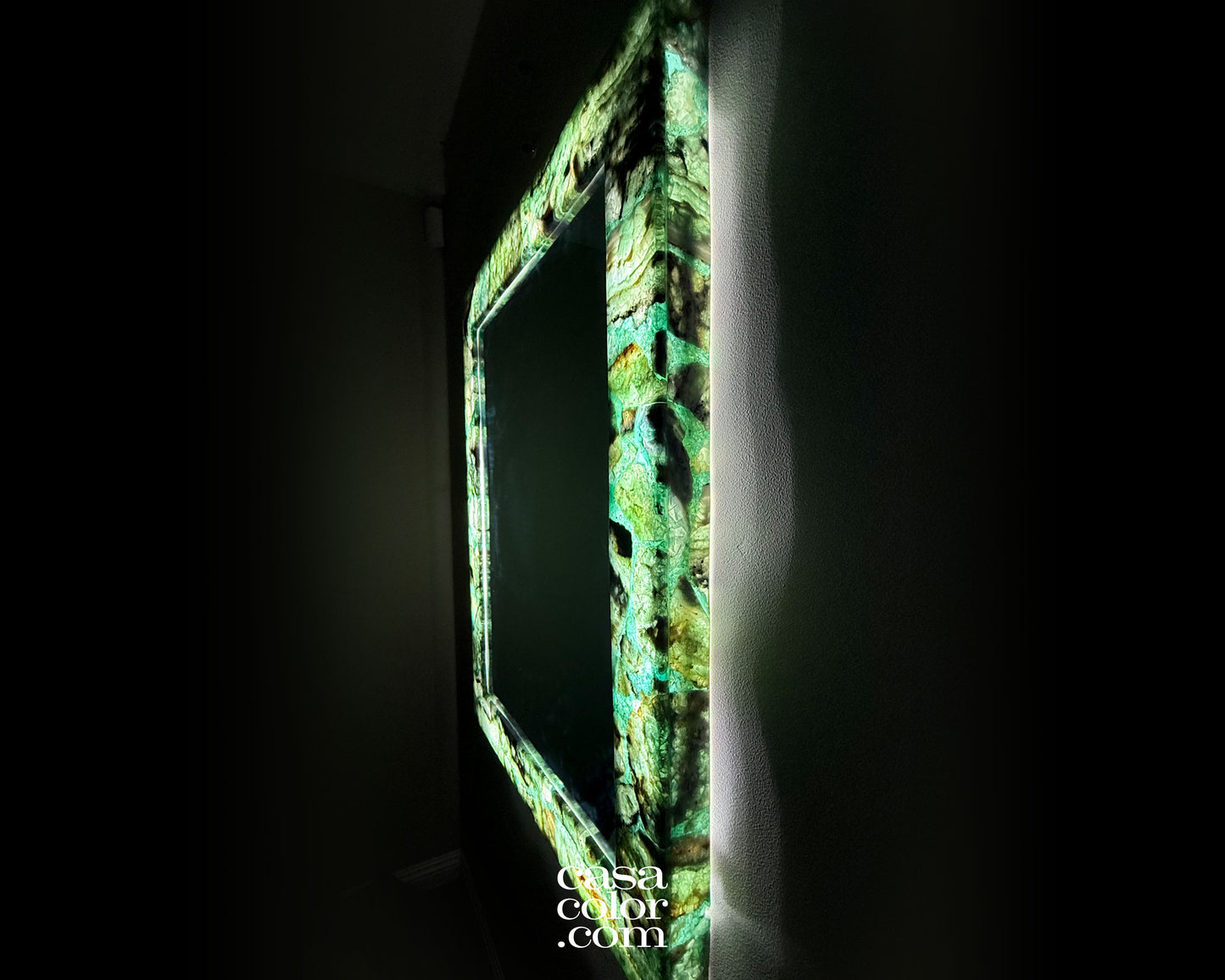 Stunning Crystal Fluorite Handmade Wall Mirror. 39.25" height