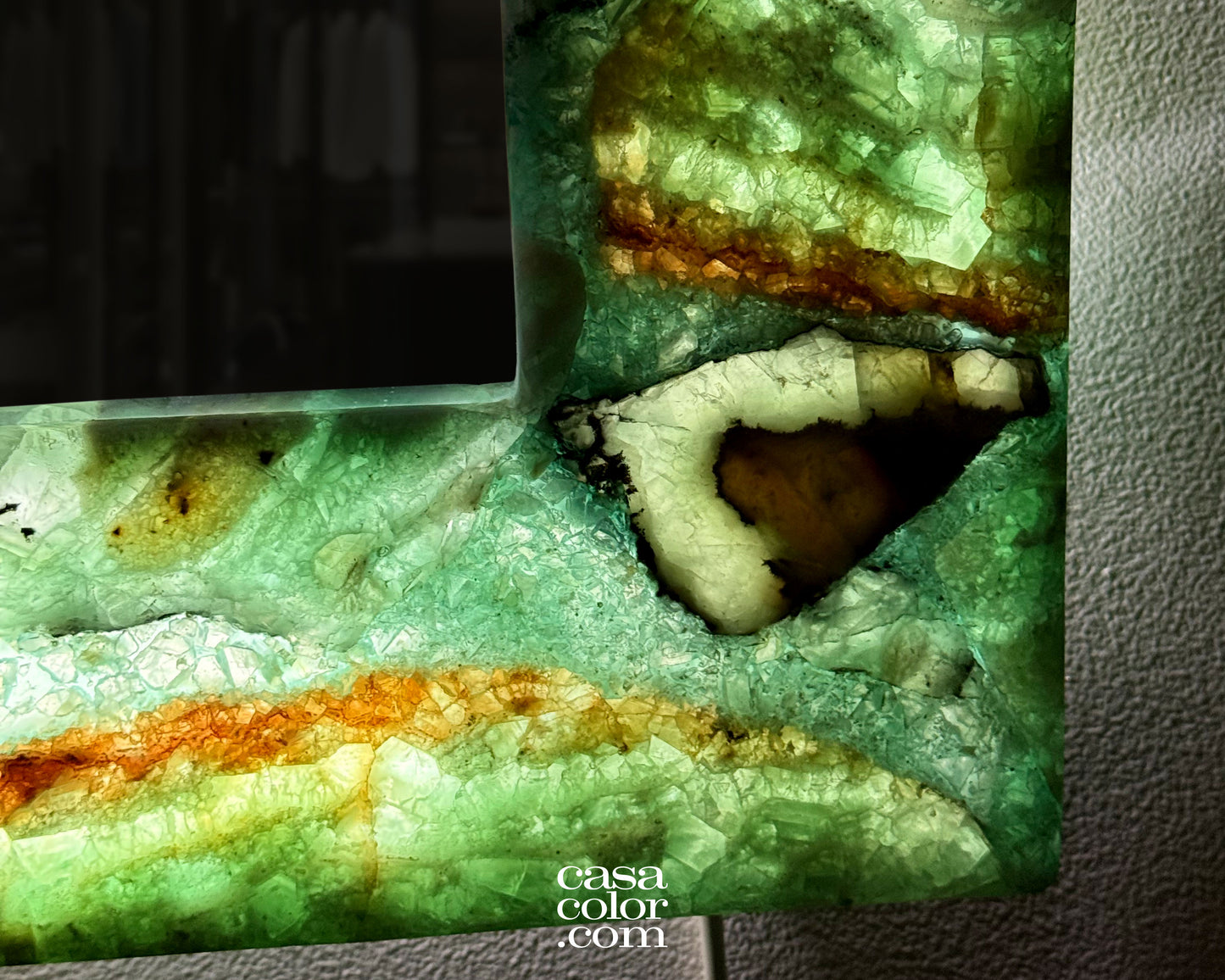 Stunning Crystal Fluorite Handmade Wall Mirror. 39.25" height