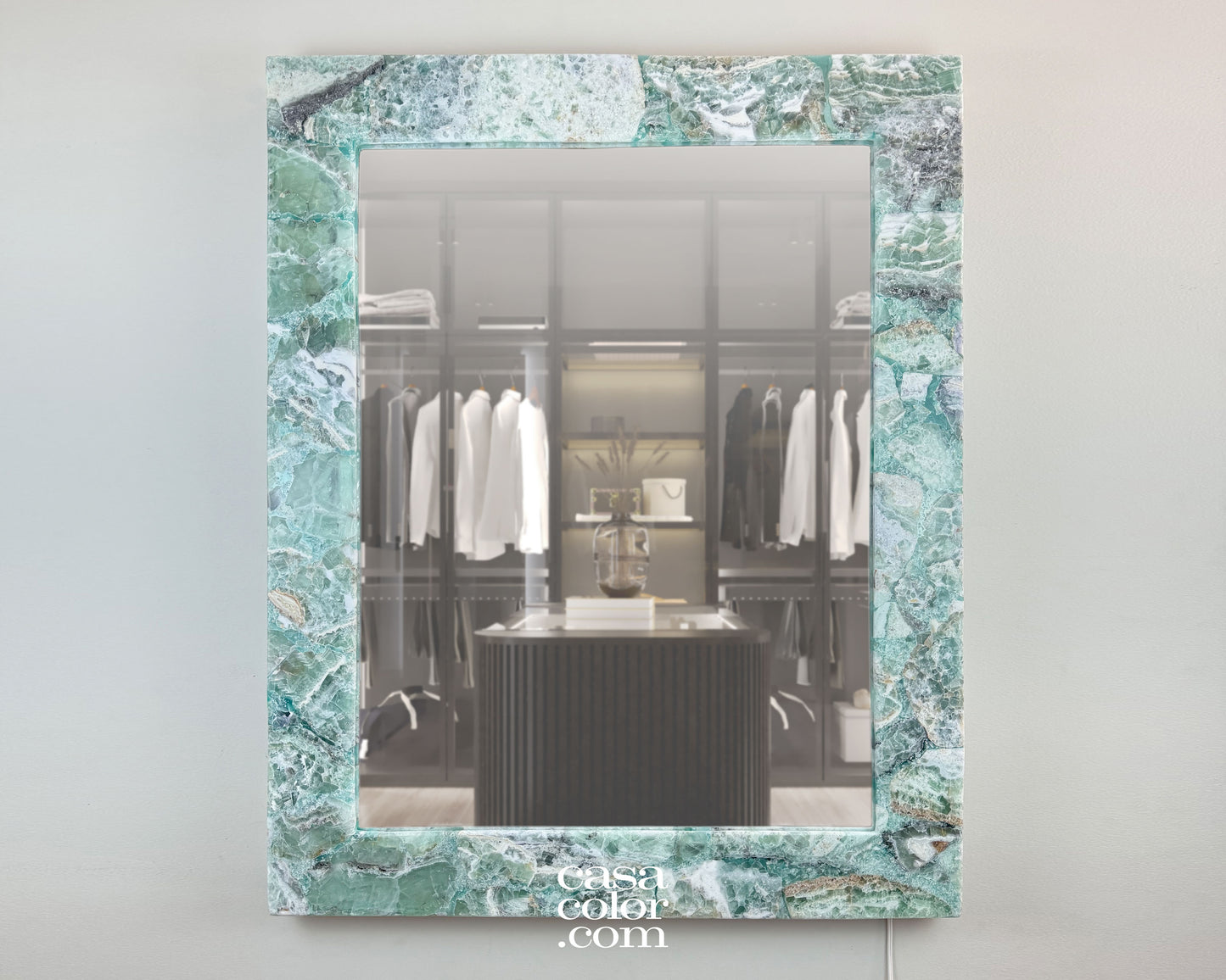 Stunning Crystal Fluorite Handmade Wall Mirror. 39.25" height