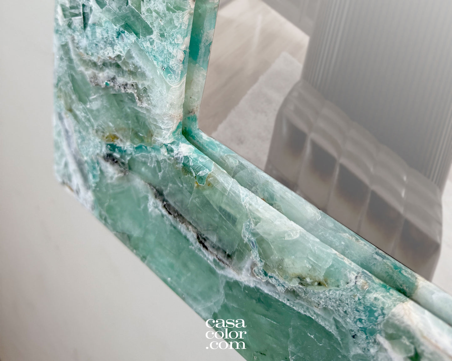 Stunning Crystal Fluorite Handmade Wall Mirror. 39.25" height