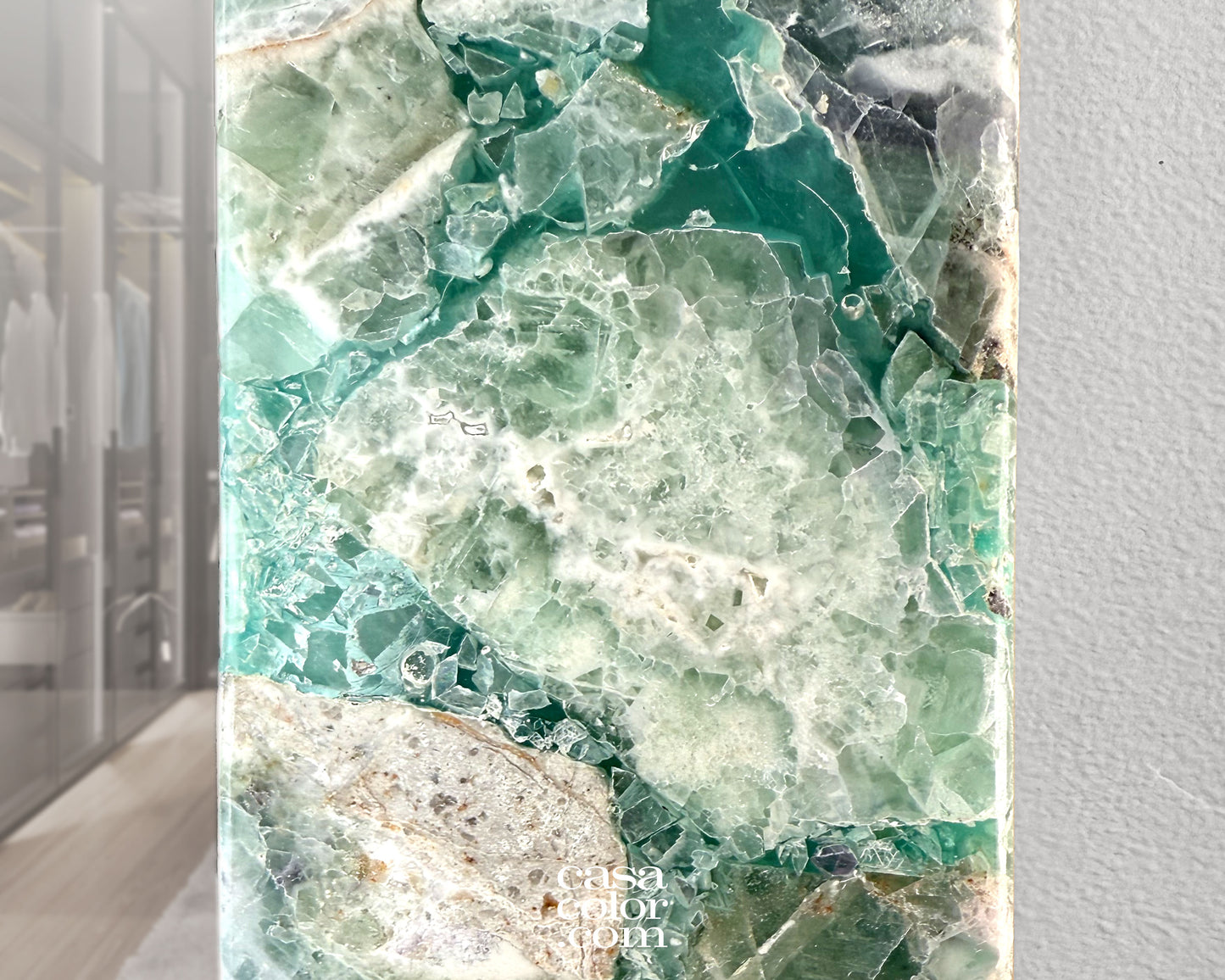 Stunning Crystal Fluorite Handmade Wall Mirror. 39.25" height