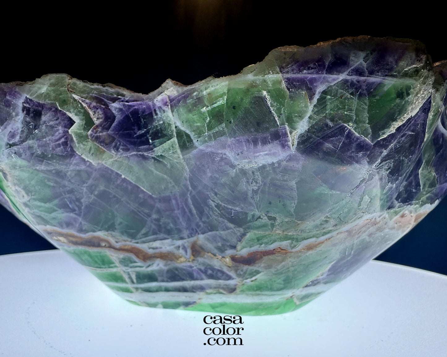 Stunning Hand Carved Purple Translucent Fluorite Crystal Bowl