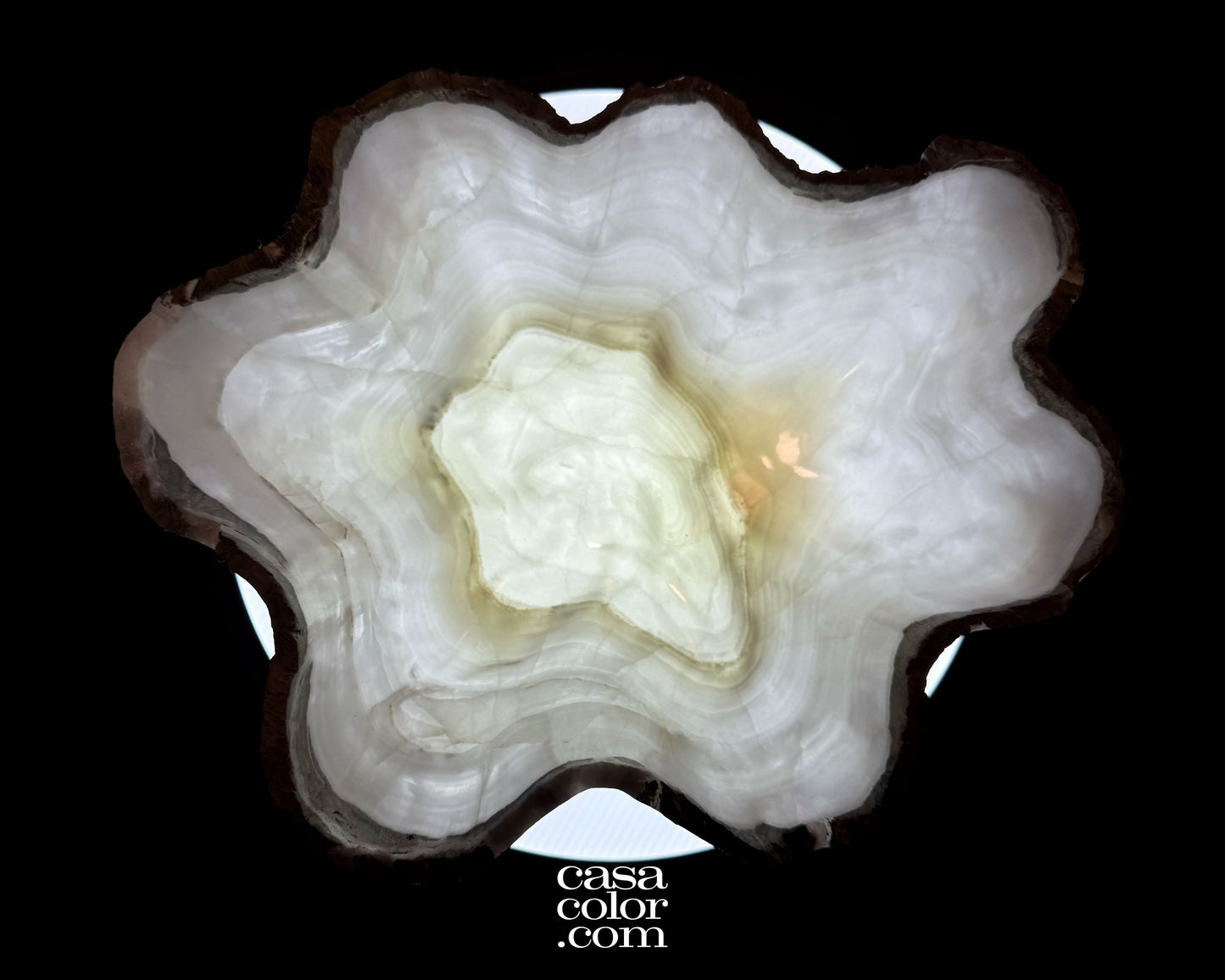 Translucent White Nacar Onyx Crystal Centerpiece Bowl 15"