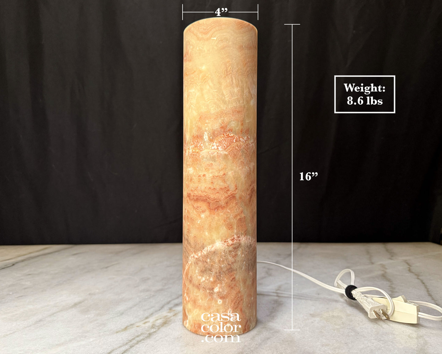 Onyx Fire Cylinder Lamp