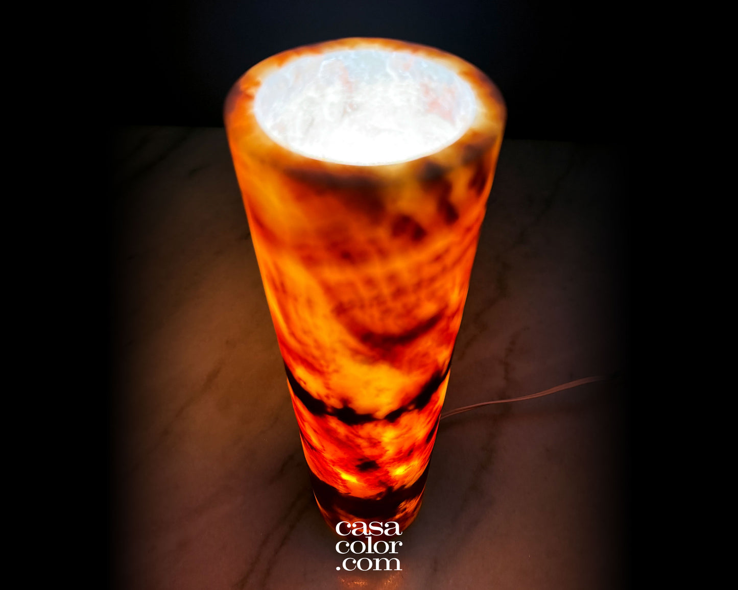 Onyx Fire Cylinder Lamp
