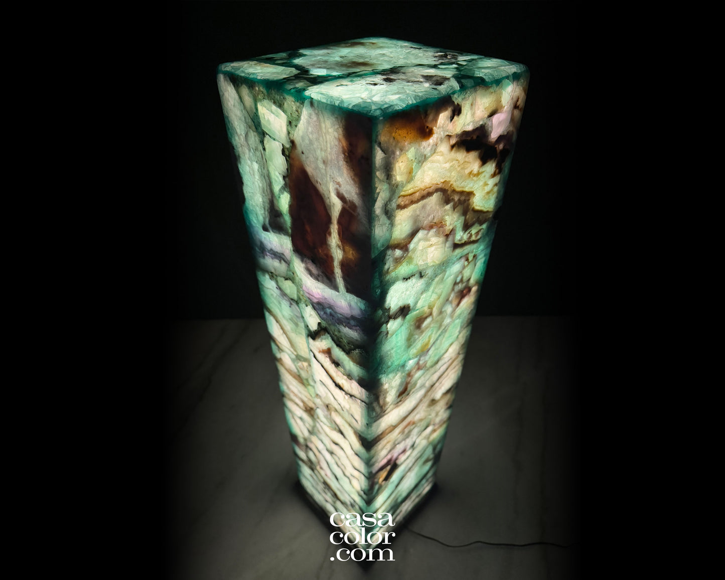 Fluorite Tower with Marble Base 32.5"