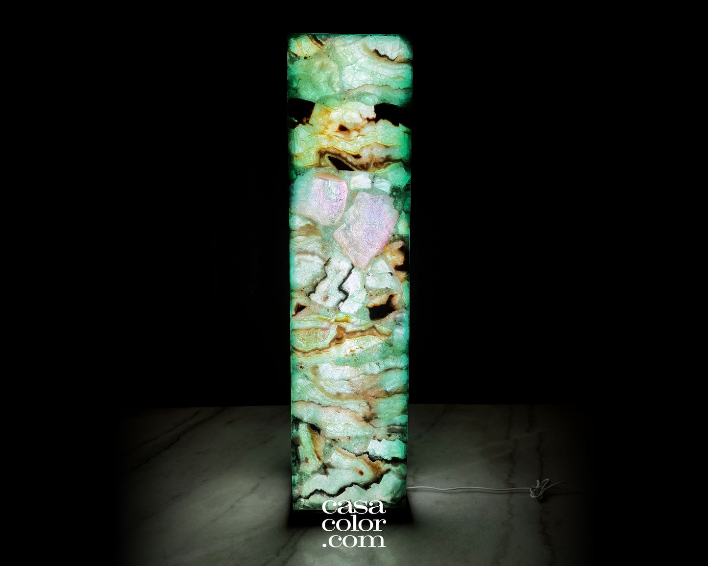 Fluorite Crystal Tower with Marble Base 32.5"