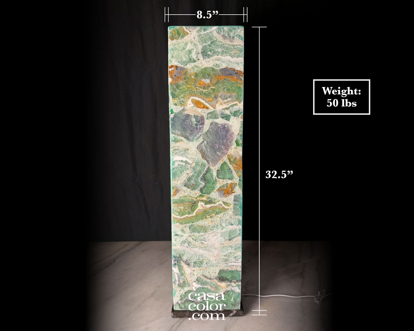 Fluorite Crystal Tower with Marble Base 32.5"