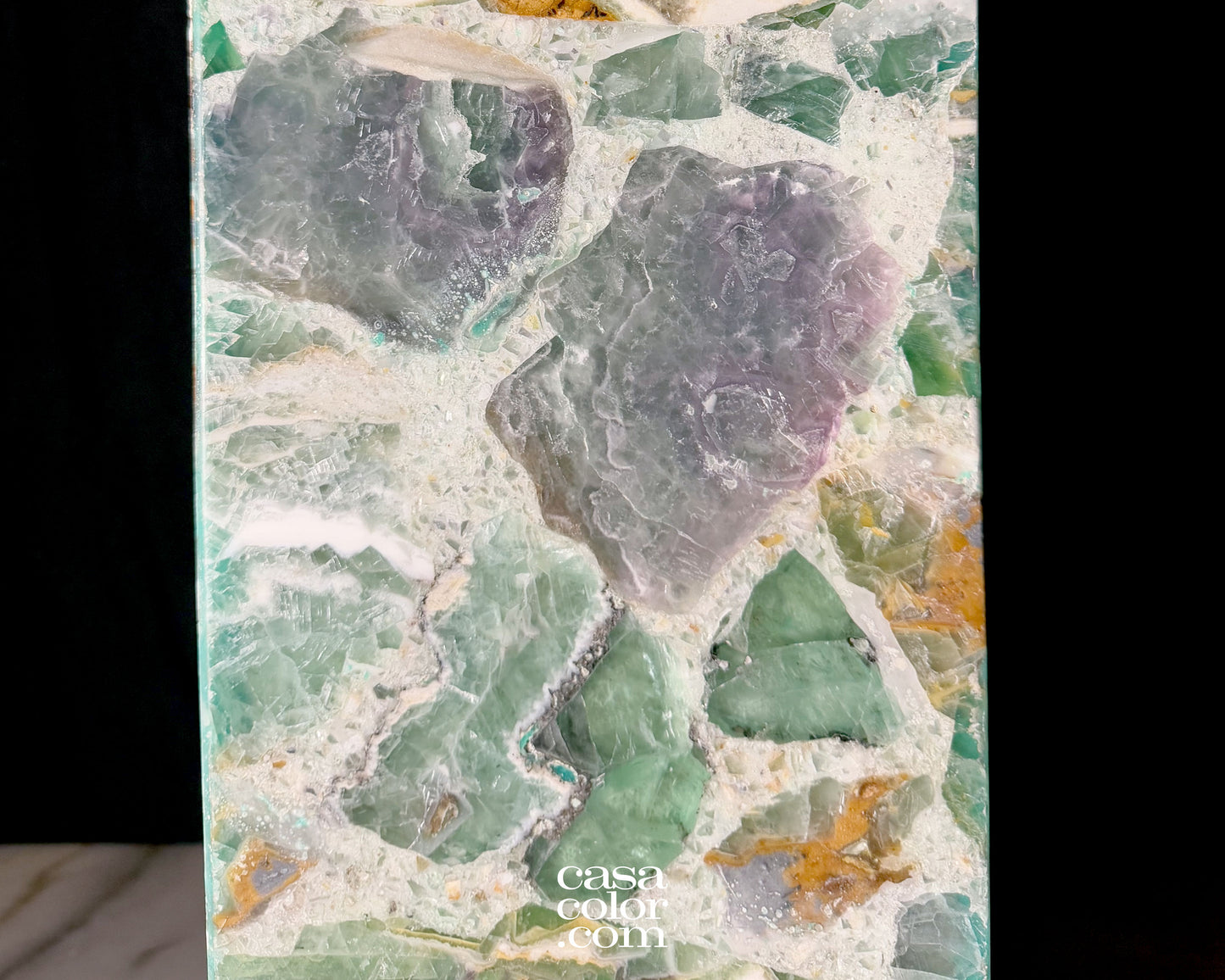 Fluorite Crystal Tower with Marble Base 32.5"
