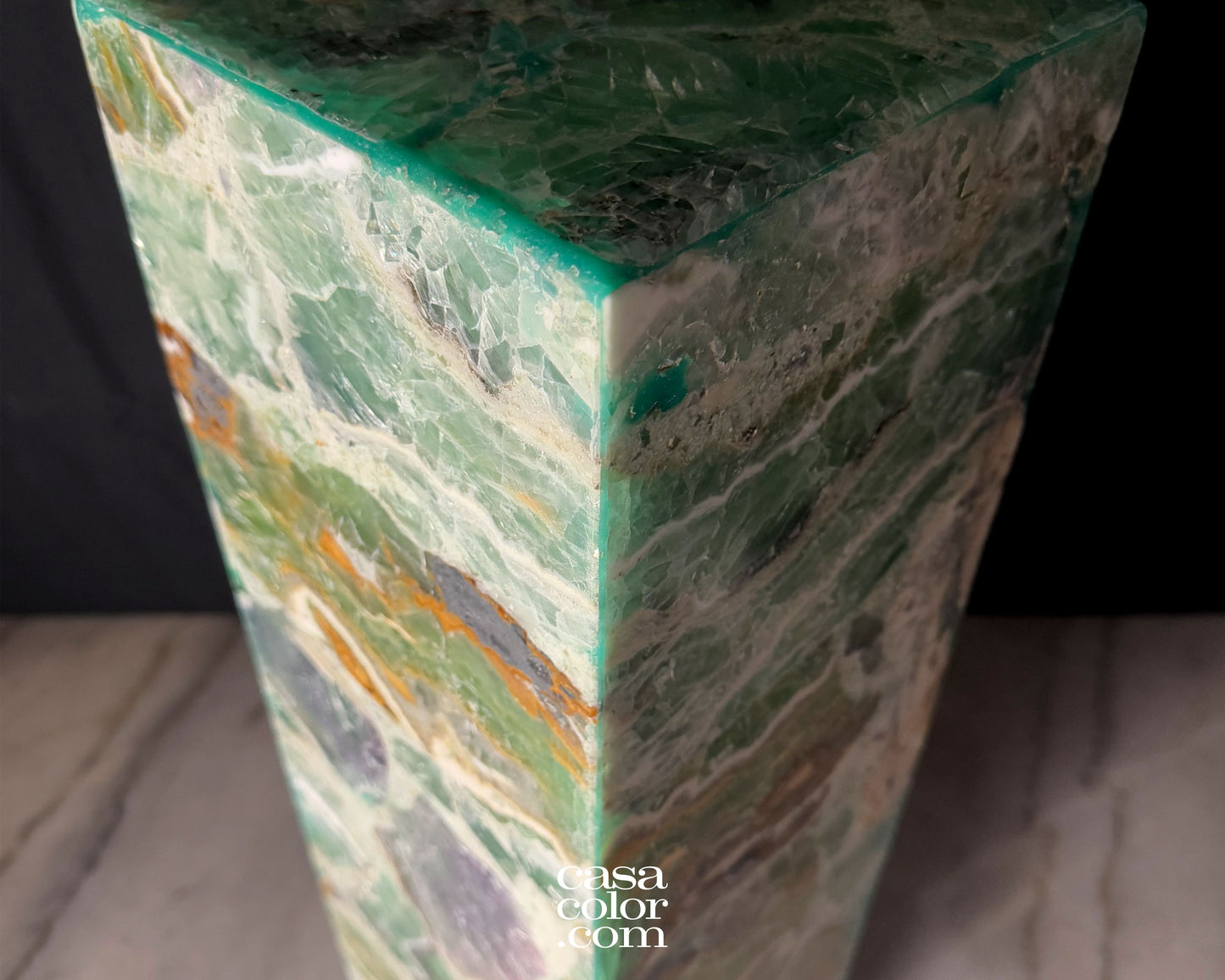 Fluorite Crystal Tower with Marble Base 32.5"