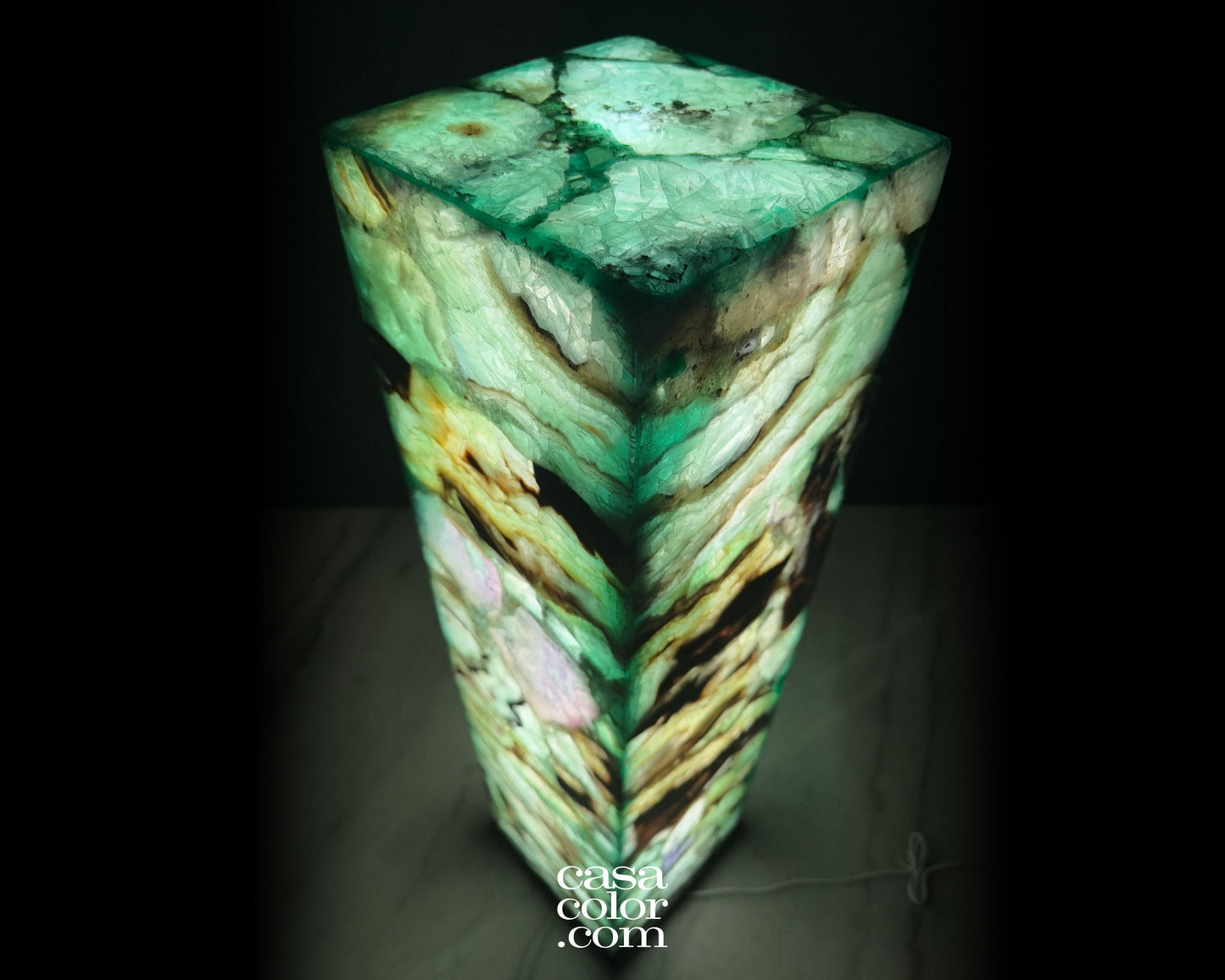 Fluorite Crystal Tower with Marble Base 32.5"