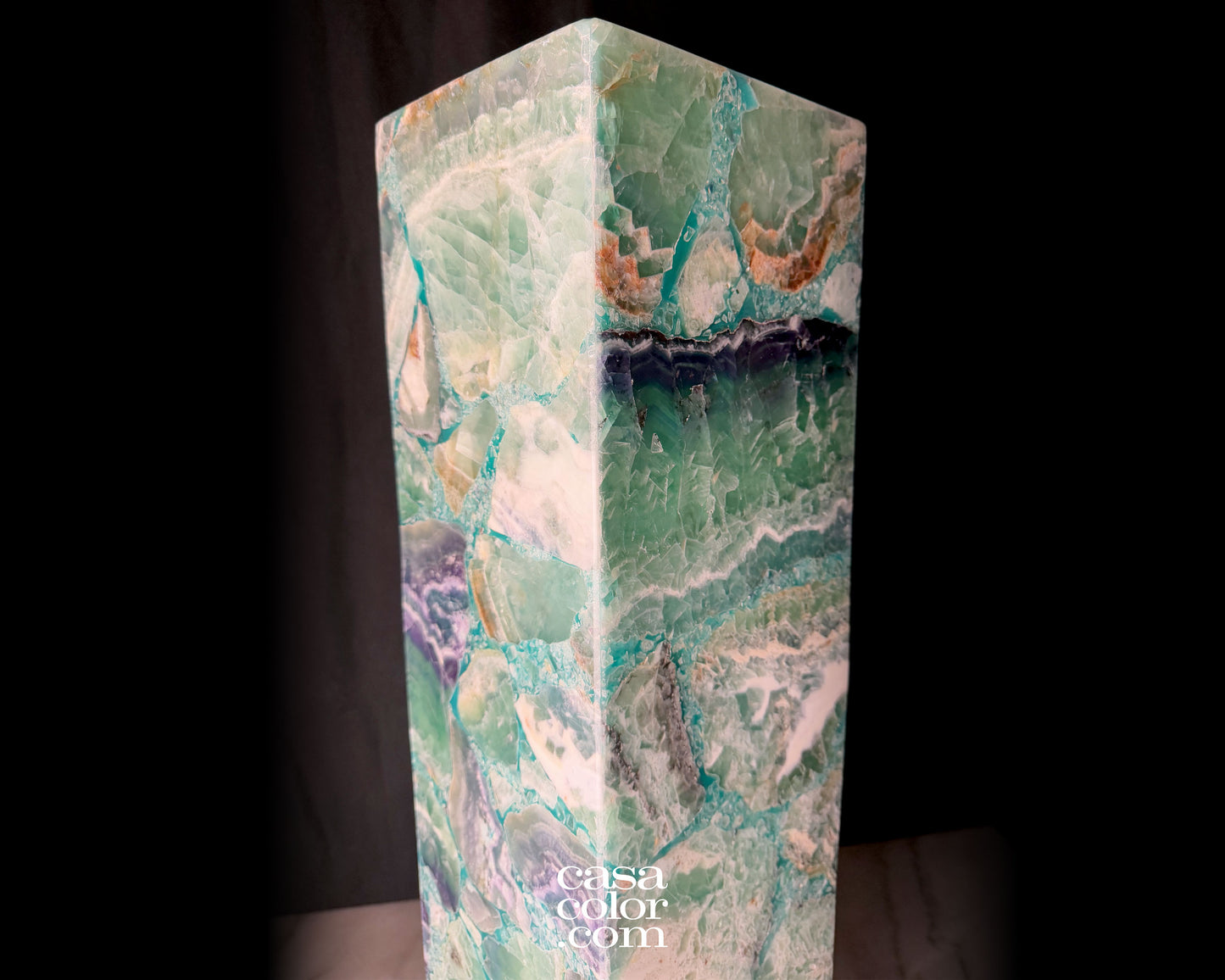 Fluorite Crystal Tower with Marble Base 32"