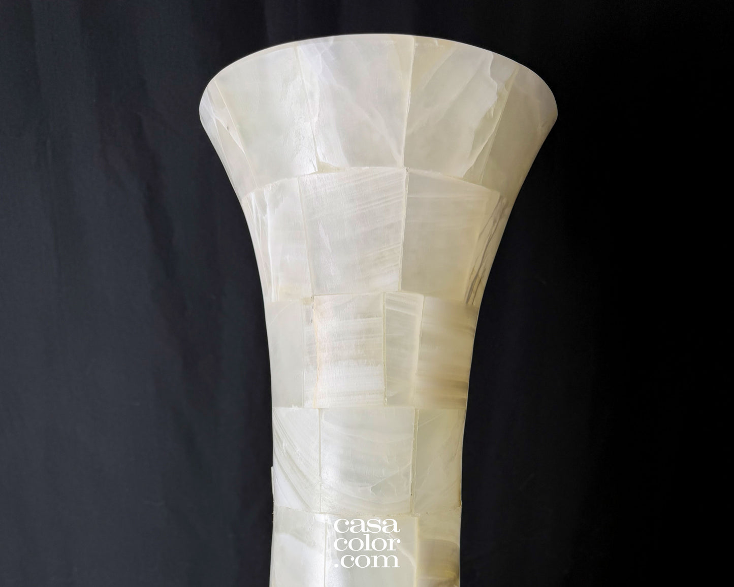 Large Handcrafted White Onyx Vase/Lamp 30"