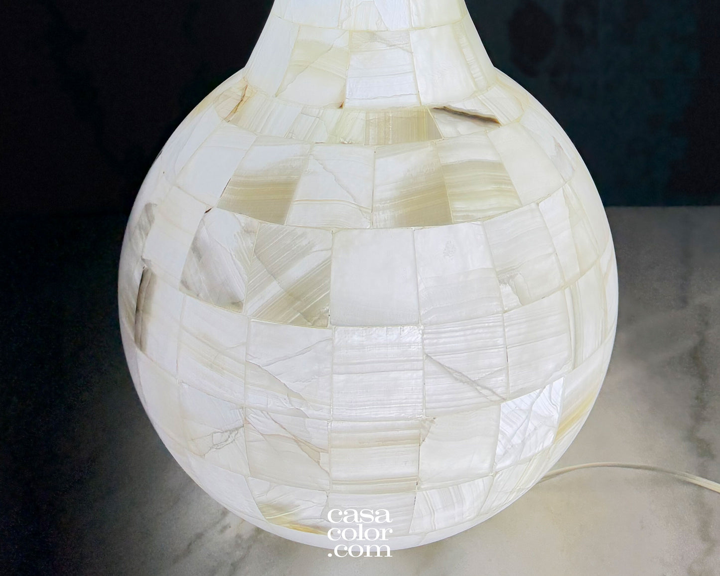 Large Handcrafted White Onyx Vase/Lamp 30"
