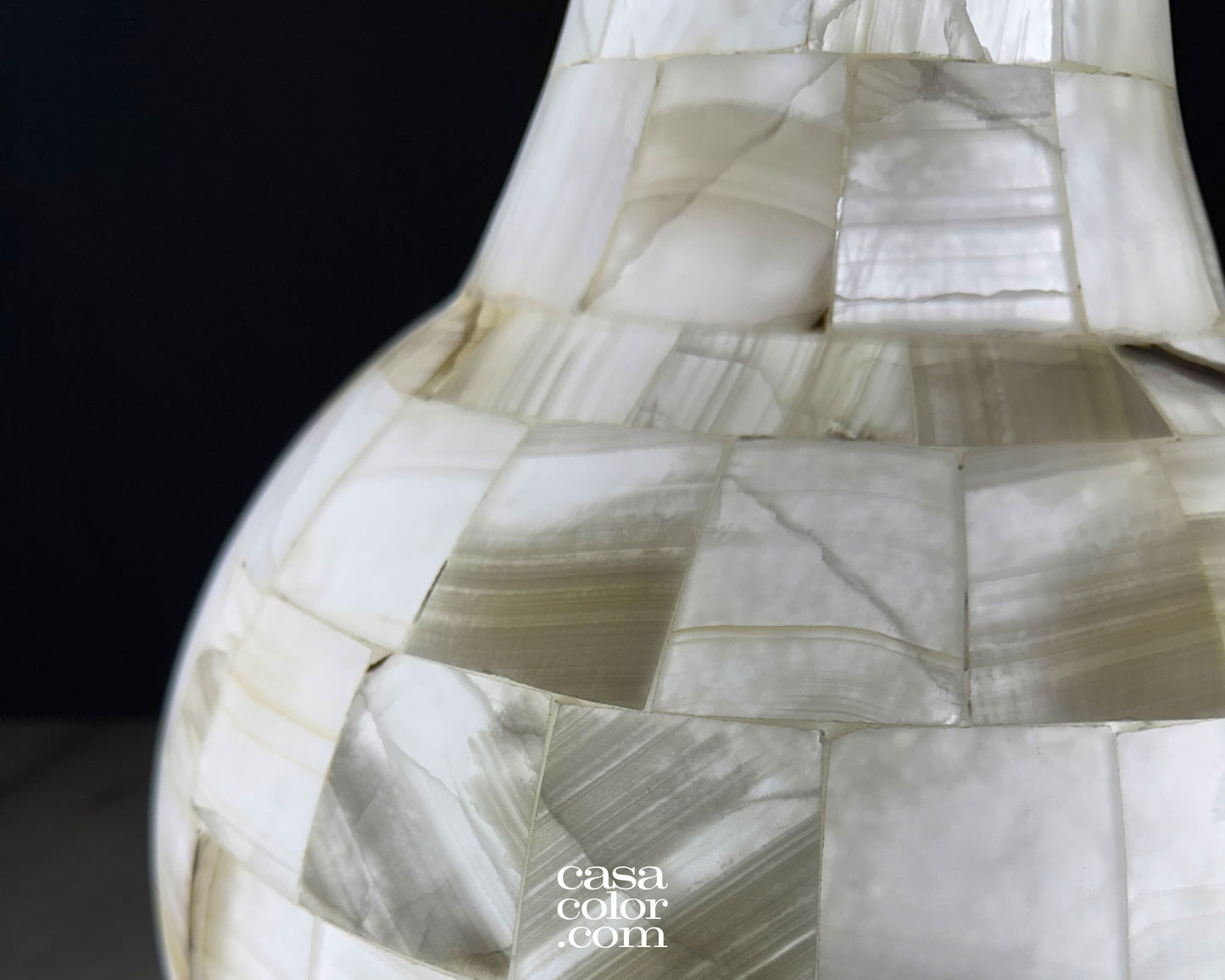 Large Handcrafted White Onyx Vase/Lamp 30"