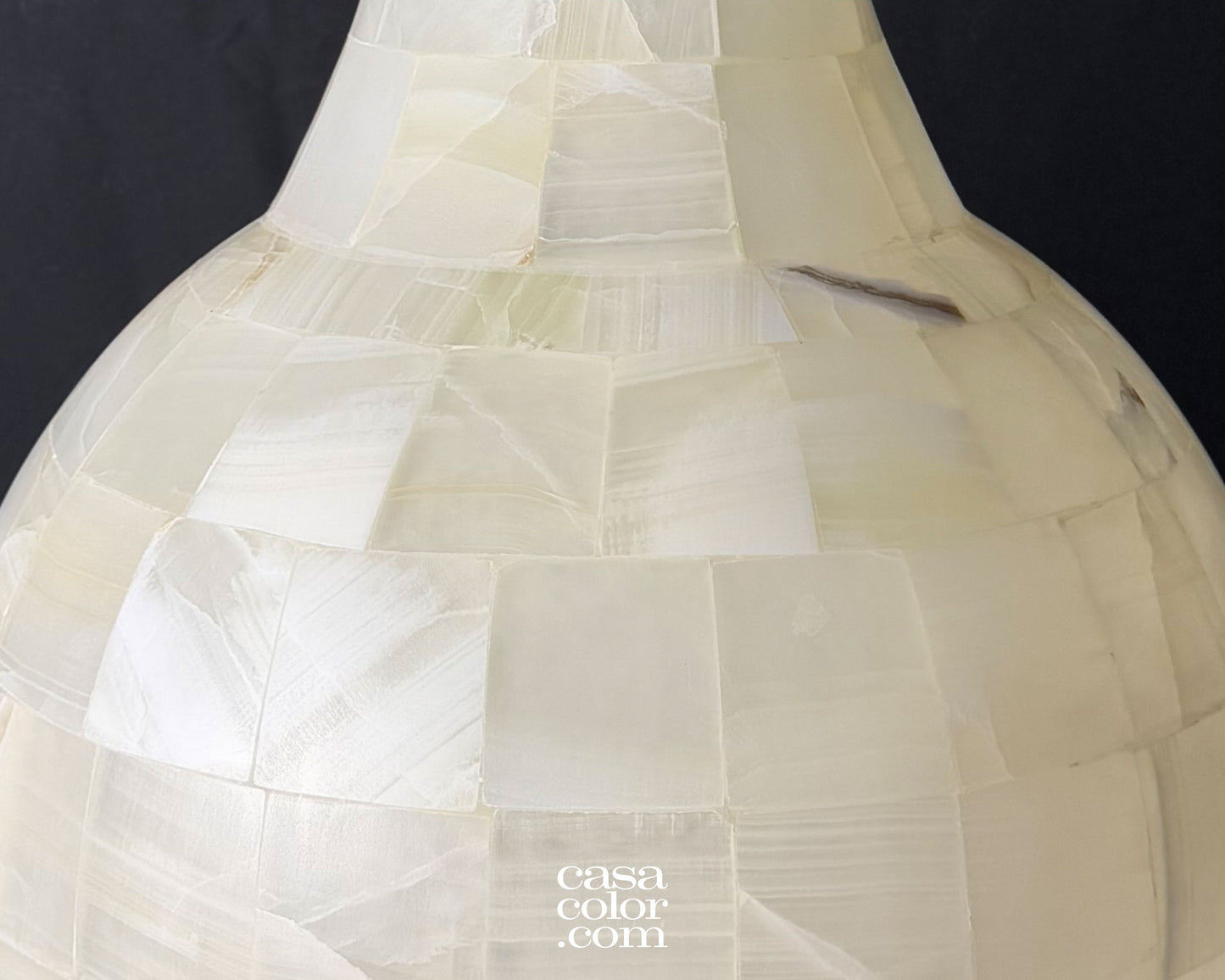 Large Handcrafted White Onyx Vase/Lamp 30"