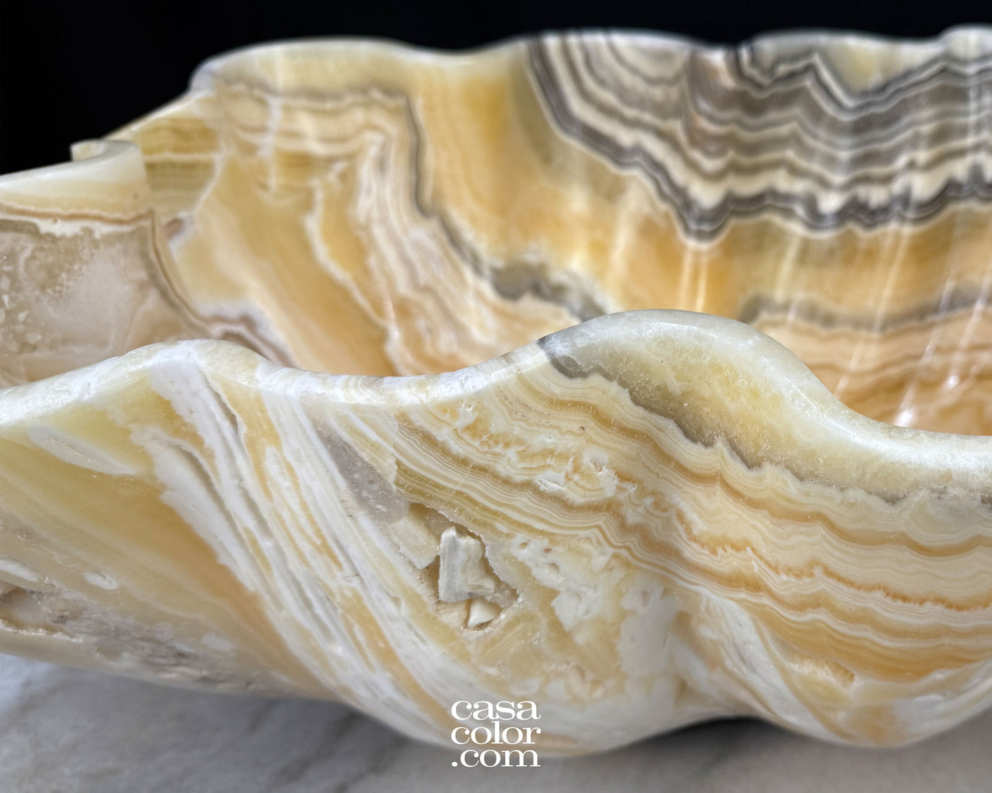 Extra Large Beige and White Onyx Bowl