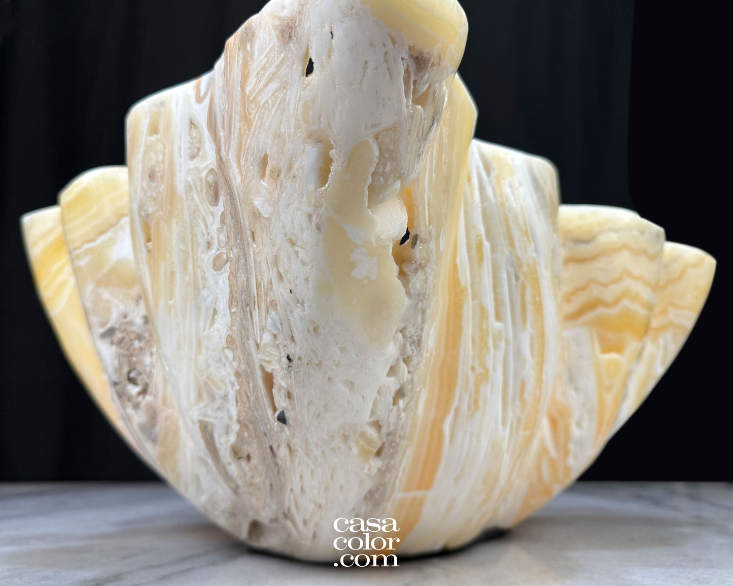 Extra Large Beige and White Onyx Bowl