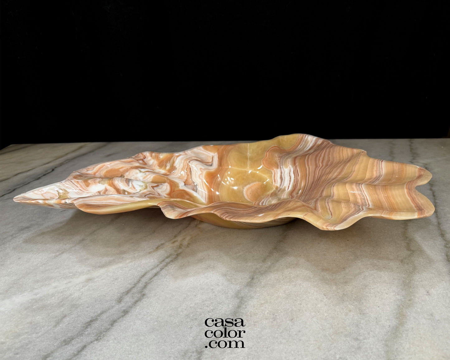 Flat White and Beige Onyx Bowl 25.5"