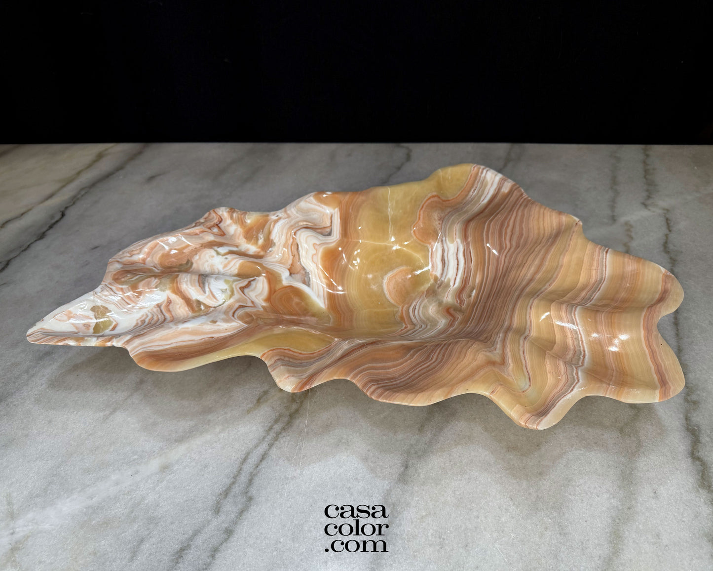 Flat White and Beige Onyx Bowl 25.5"