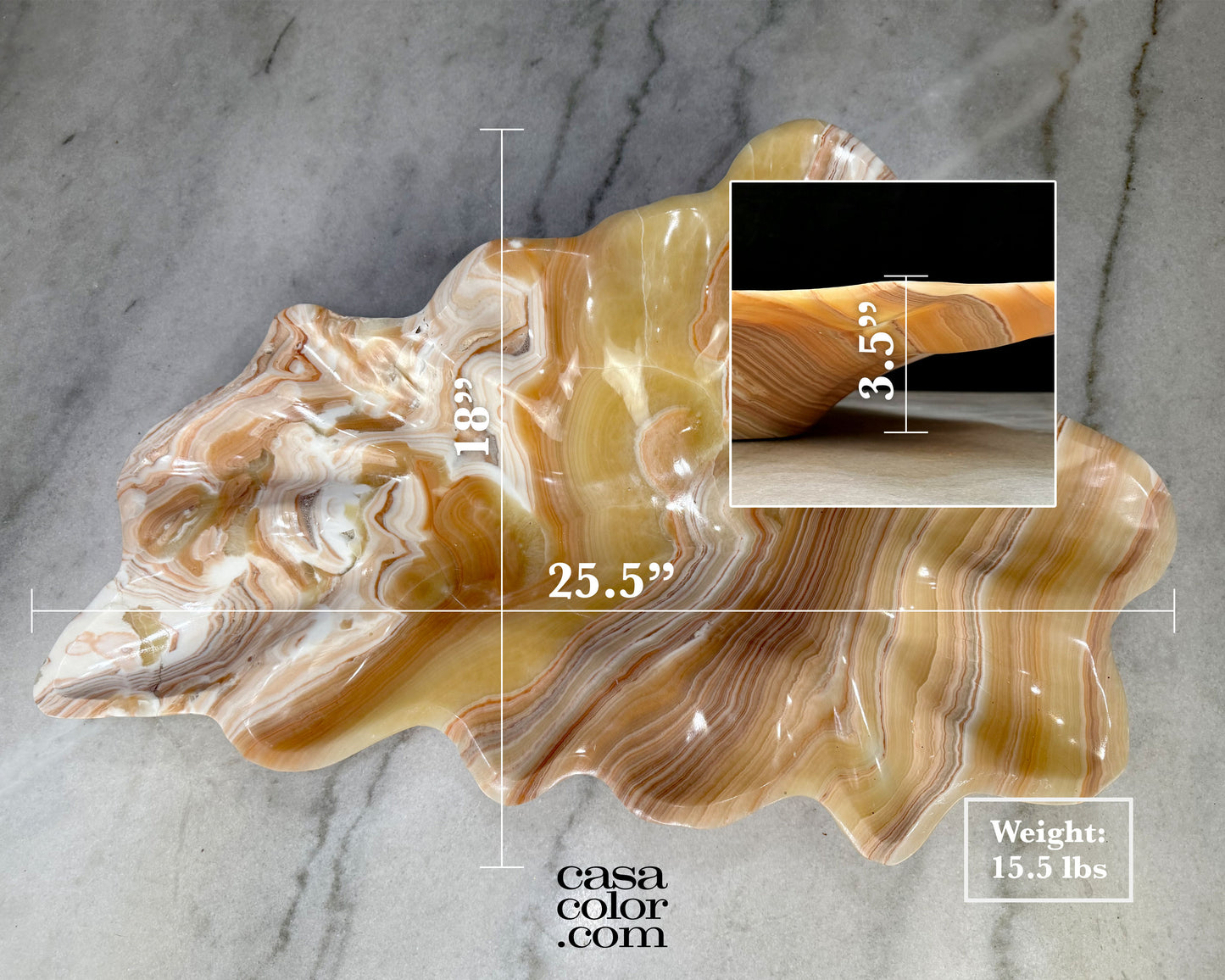 Flat White and Beige Onyx Bowl 25.5"