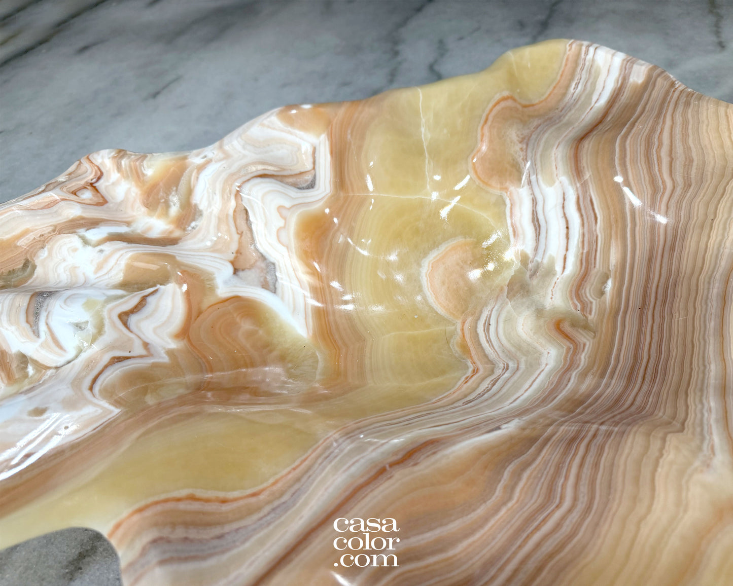 Flat White and Beige Onyx Bowl 25.5"