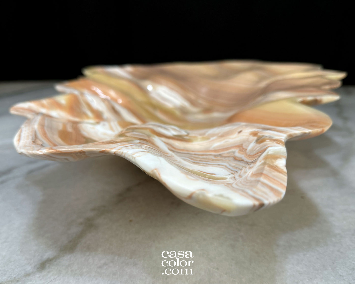 Flat White and Beige Onyx Bowl 25.5"