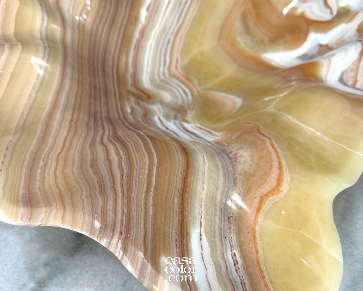 Flat White and Beige Onyx Bowl 25.5"