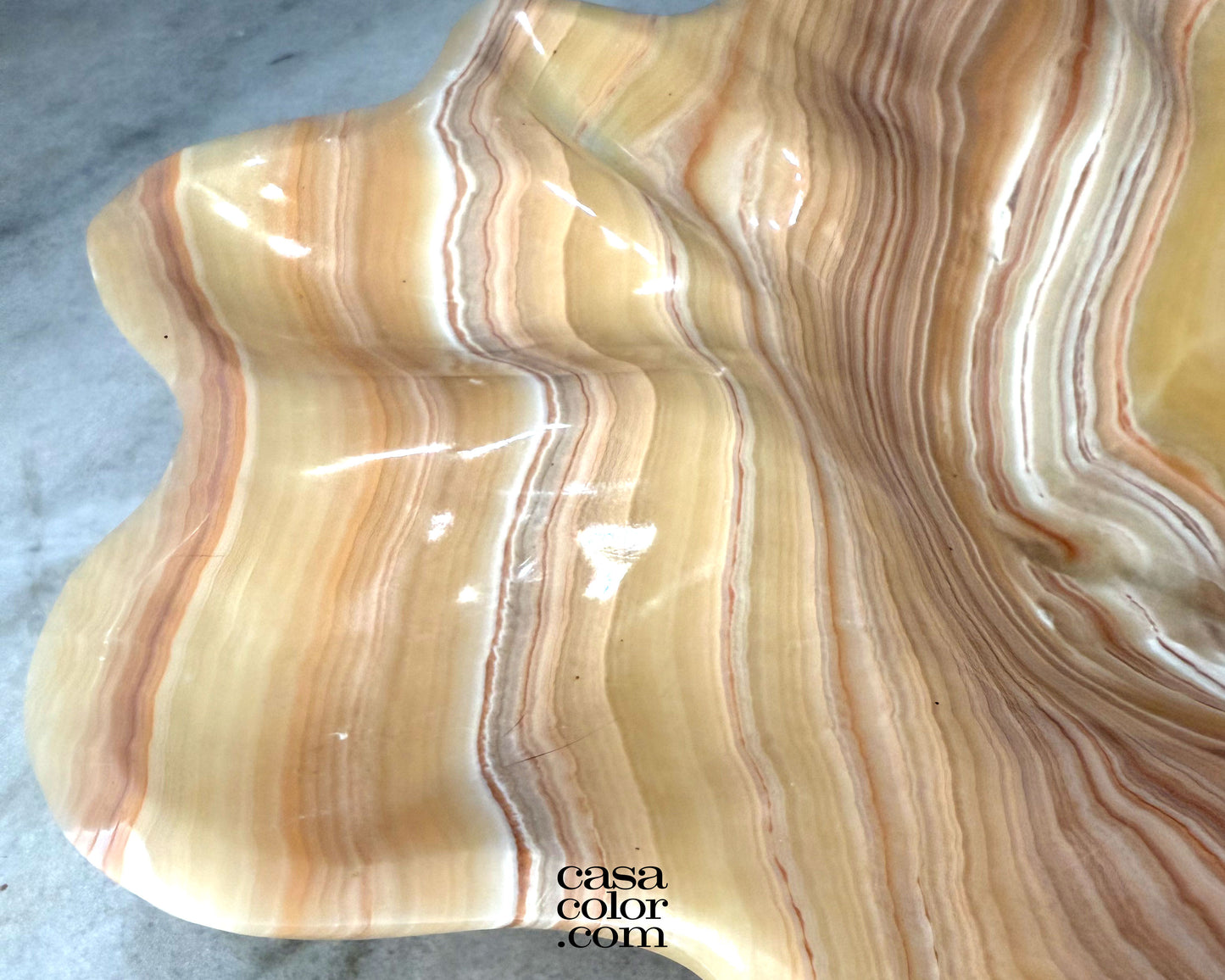 Flat White and Beige Onyx Bowl 25.5"