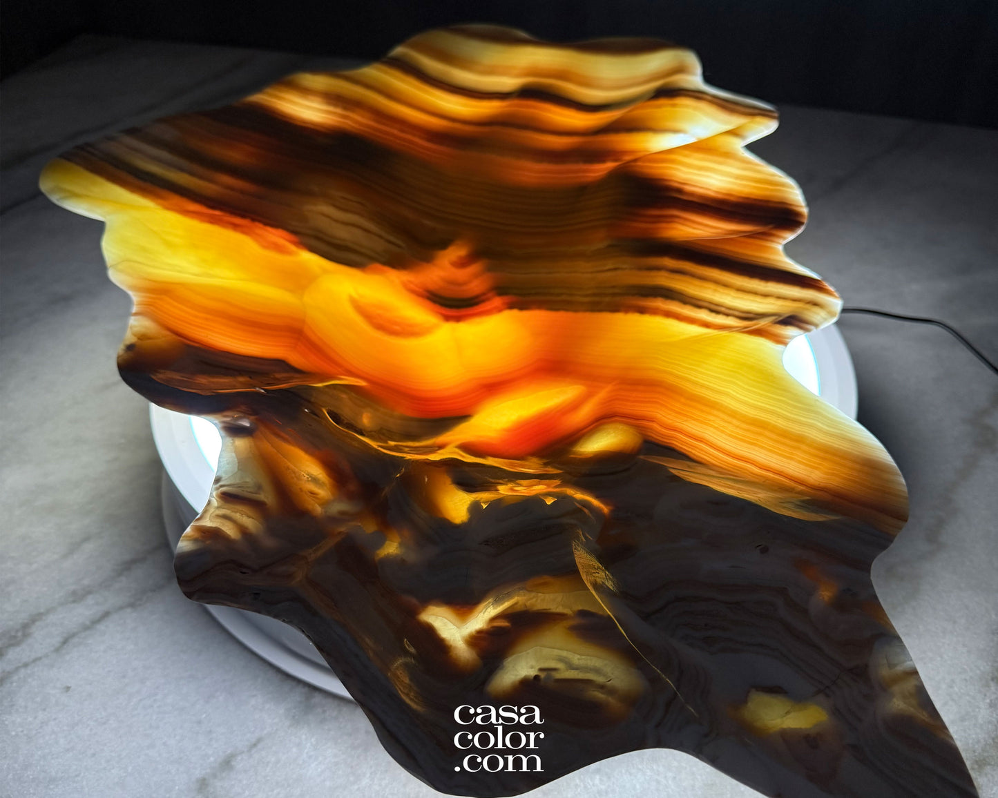 Flat White and Beige Onyx Bowl 25.5"
