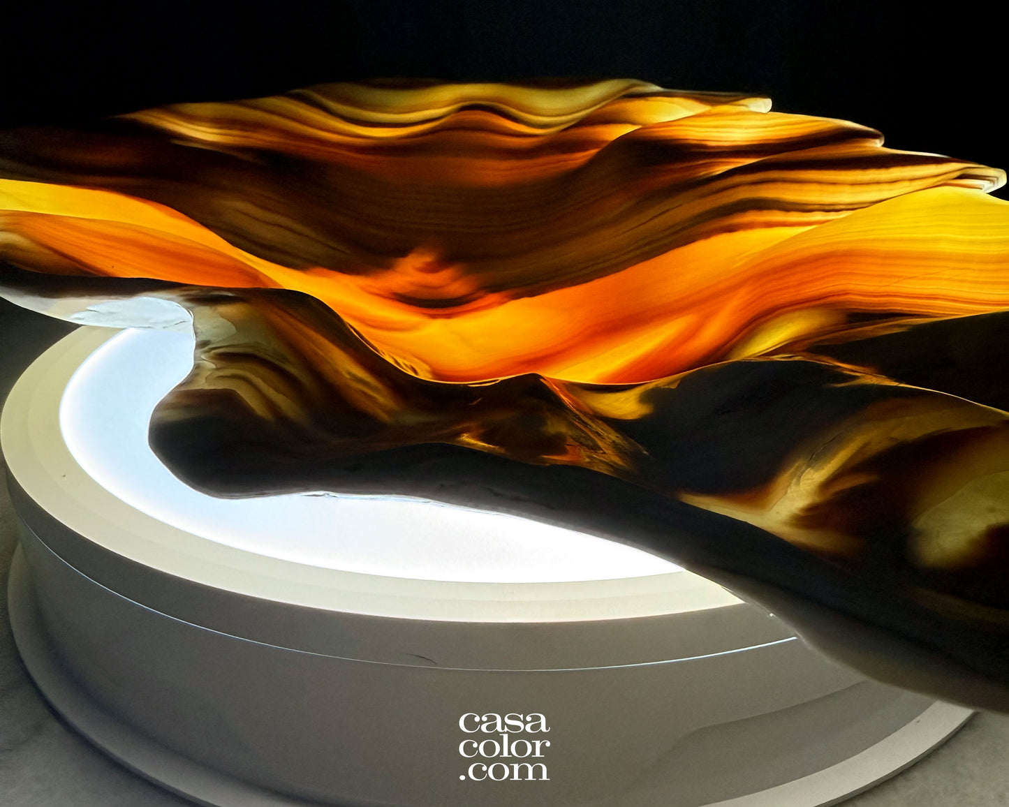 Flat White and Beige Onyx Bowl 25.5"