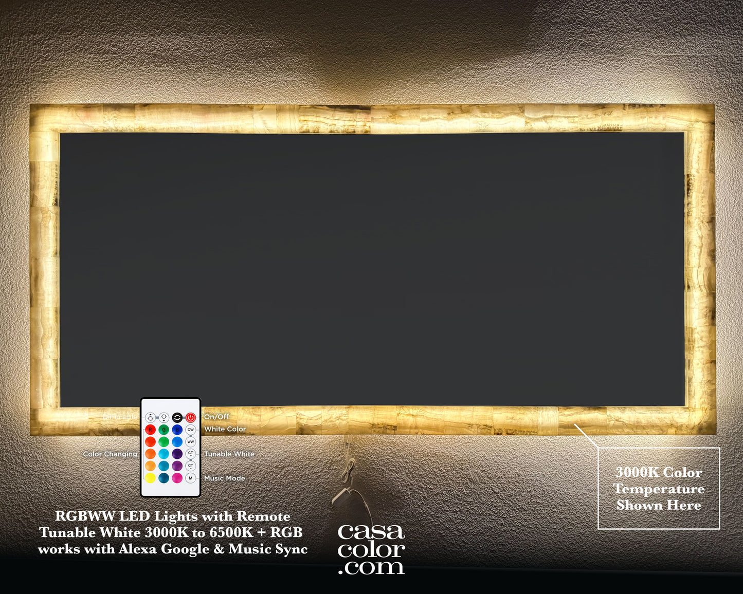 Super Large LED White Onyx Mirror 98"x47"